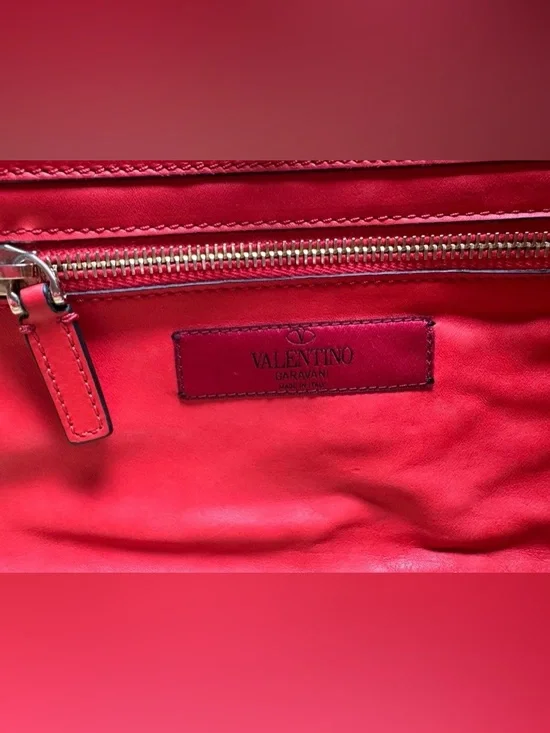 Valentino Garavani Rockstud Medium Red Leather Shoulder/Crossbody/Tote Bag W/COA - Picture 6 of 15